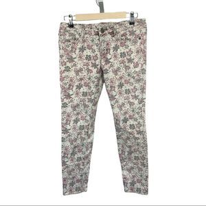 DRIFTWOOD Women’s Floral Print Cropped Denim Jeans White Size 28